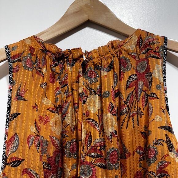 Isabel Marant 100% Silk Alika Trapeze Top Floral Bird Print Size US4 FR36 Orange - Picture 7 of 11